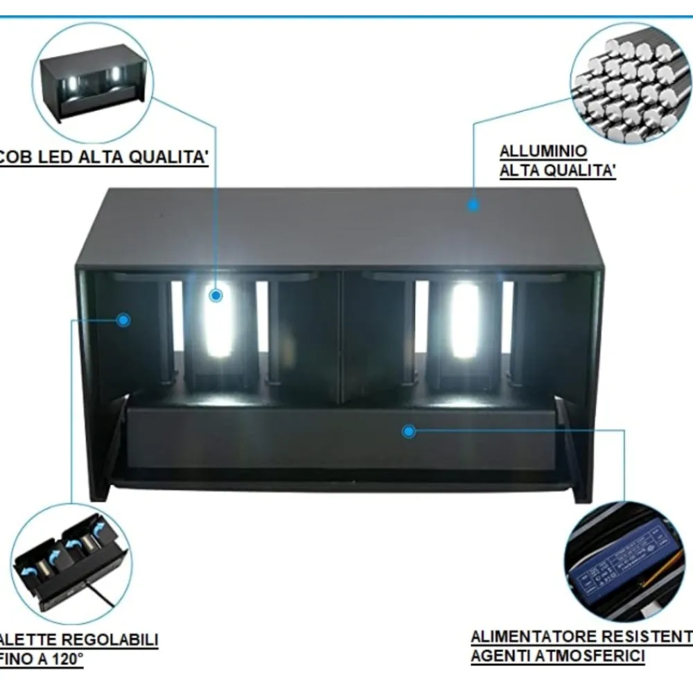 Applique Da Esterno-Selezionato da Mazzolaluce Applique da esterno led 24w 4000k corten rettangolare