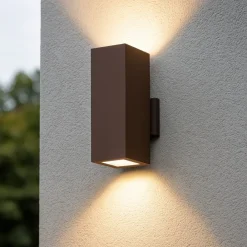 Applique Da Esterno-Gea Luce Applique da esterno marrone corten squadrato