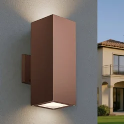 Applique Da Esterno-Gea Luce Applique da esterno marrone corten squadrato
