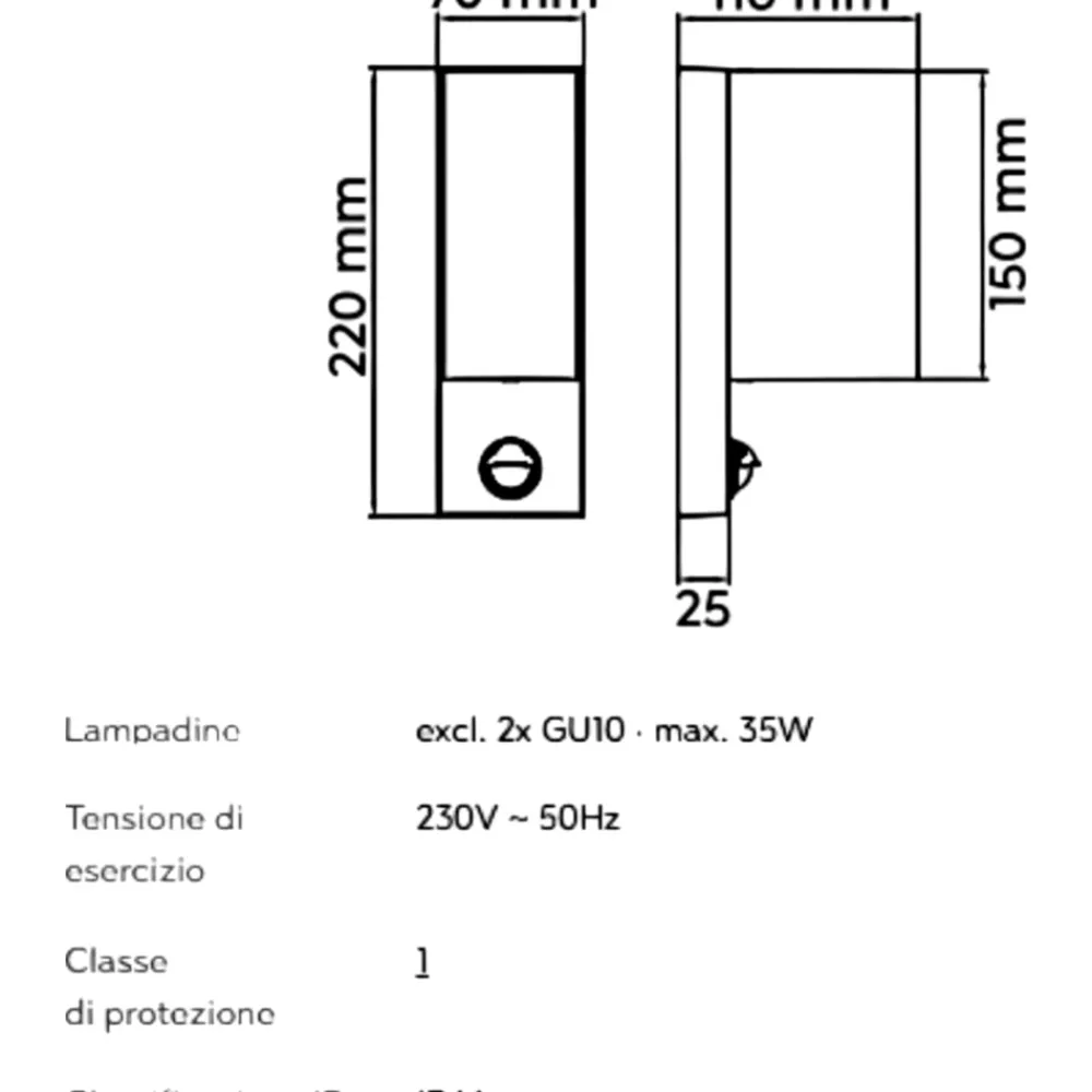 Applique Da Esterno-Selezionato da Mazzolaluce Applique da esterno moderna con sensore di movimento antracite