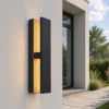 Applique Da Esterno-Selezionato da Mazzolaluce Applique da esterno moderna legno metallo nero ip44 led 3000k