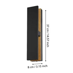 Applique Da Esterno-Selezionato da Mazzolaluce Applique da esterno moderna legno metallo nero ip44 led 3000k