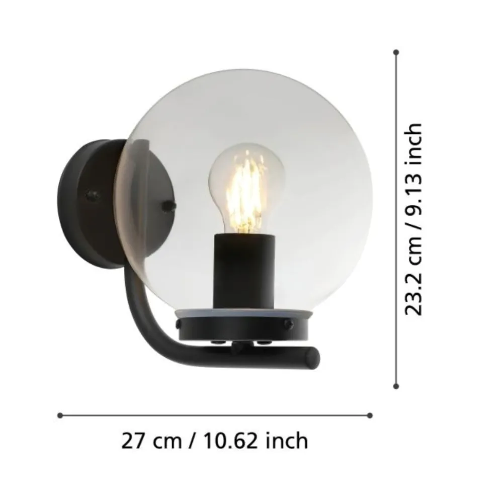 Applique Da Esterno-Selezionato da Mazzolaluce Applique da esterno nera sfera vetro trasparente ip44