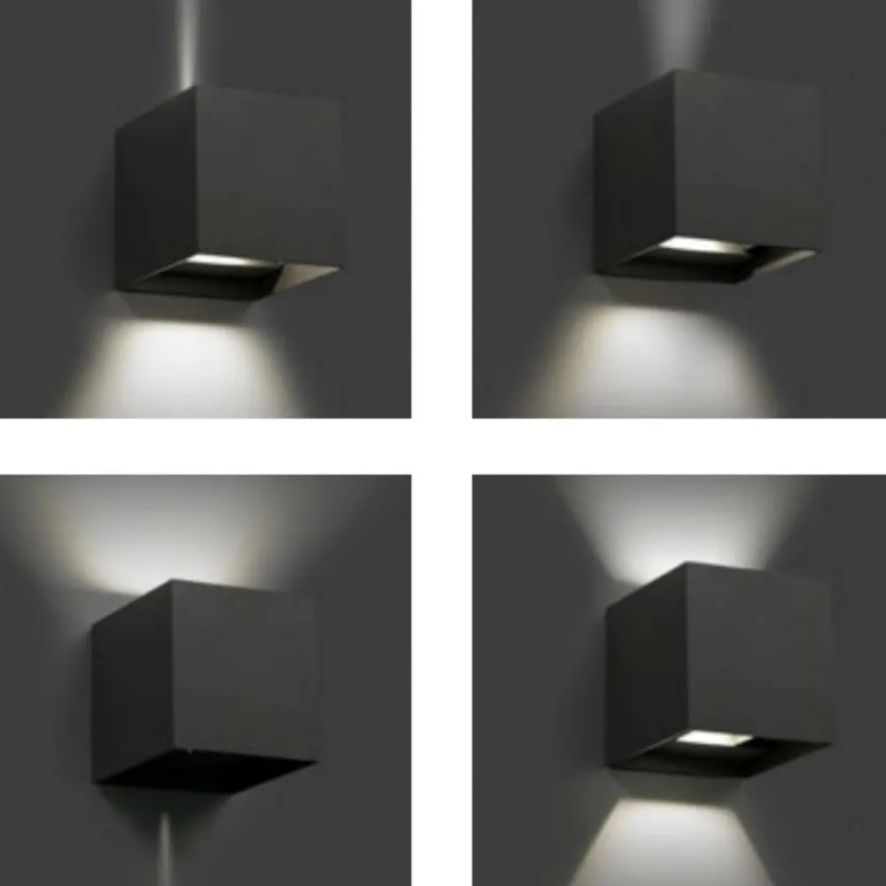 Applique Da Esterno-IsyLuce Applique da esterno nero cubo led 16w 4000k moderna