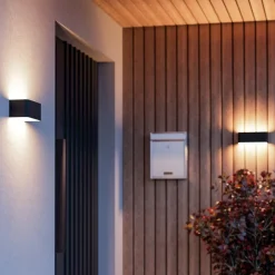Applique Da Esterno-Eglo Applique da esterno nero led rgb 2700k a 6500k dimmerabile controllo remoto app sania-z