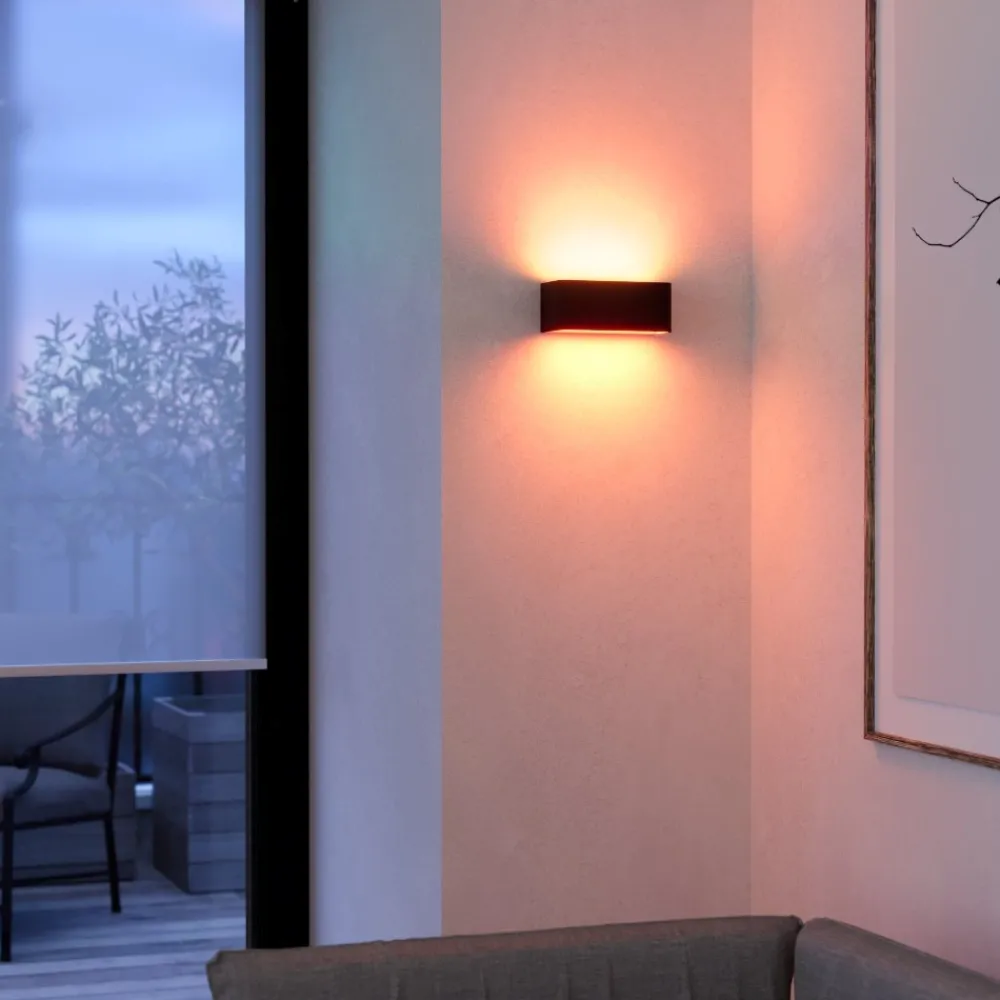 Applique Da Esterno-Eglo Applique da esterno nero led rgb 2700k a 6500k dimmerabile controllo remoto app sania-z