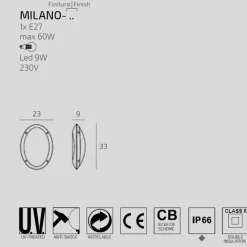 Applique Da Esterno-Top Light Applique da esterno ovale bianca milano