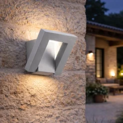 Applique Da Esterno-Perenz Illuminazione Applique da esterno perenz leva ip54 led cct grigio cemento orientabile