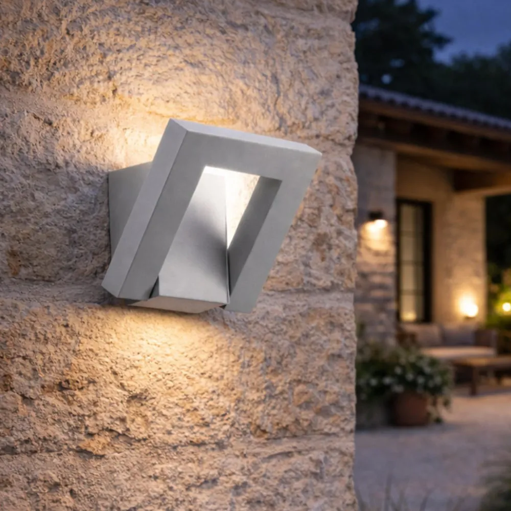 Applique Da Esterno-Perenz Illuminazione Applique da esterno perenz leva ip54 led cct grigio cemento orientabile