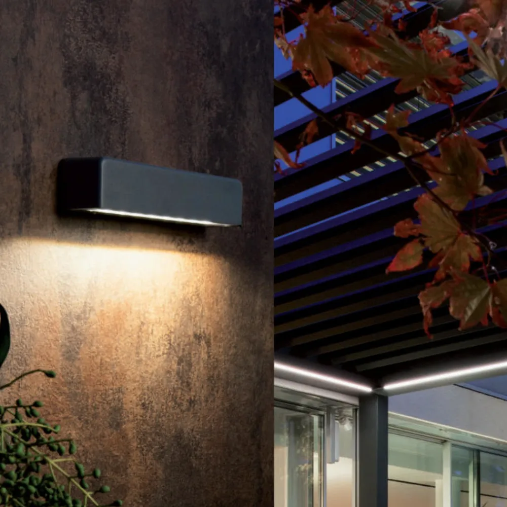 Applique Da Esterno-Selezionato da Mazzolaluce Applique da esterno rettangolare grafite led 9w 3000k ip65