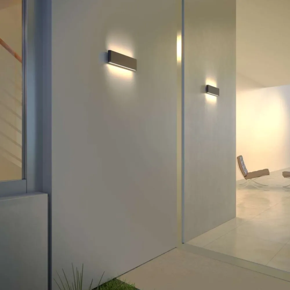 Applique Da Esterno-Top Light Applique da esterno rettangolare antracite led biemissione cct lima