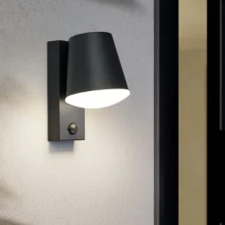 Applique Da Esterno-Selezionato da Mazzolaluce Applique da esterno sensore di movimento cremuscoare nera led 3000k ip44