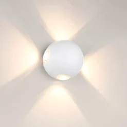 Applique Da Esterno-Selezionato da Mazzolaluce Applique da esterno sfera bianca 8w 3000k moderna 4 fasci di luce