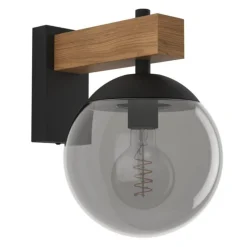 Applique Da Esterno-Selezionato da Mazzolaluce Applique da esterno sfera vetro fume ip44 legno