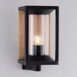 Applique Da Esterno-Selezionato da Mazzolaluce Applique da esterno squadrato nero legno