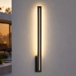 Applique Da Esterno-Selezionato da Mazzolaluce Applique da esterno verticale di design moderna grigio ip65 led 12w 3000k
