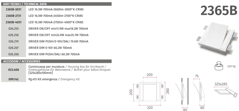 Applique Da Parete-Selezionato da Mazzolaluce Applique da incasso a parete di gesso led cristaly 16.5w 4000k