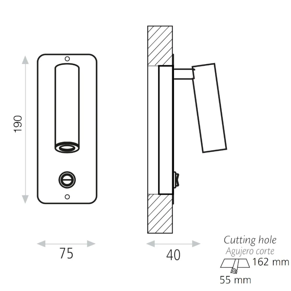 Applique Camera Da Letto-Selezionato da Mazzolaluce Applique da incasso per comodino camera da letto 3w 3000k grigio