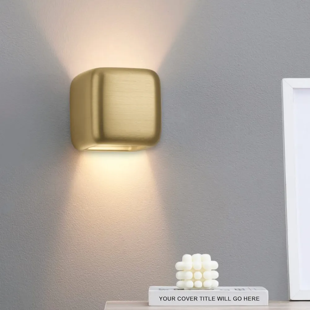 Applique Da Parete-Gea Luce Applique da interno moderno cubo oro babol
