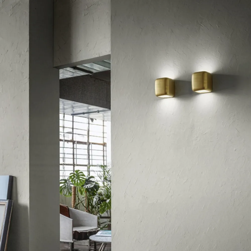 Applique Da Parete-Gea Luce Applique da interno moderno cubo oro babol