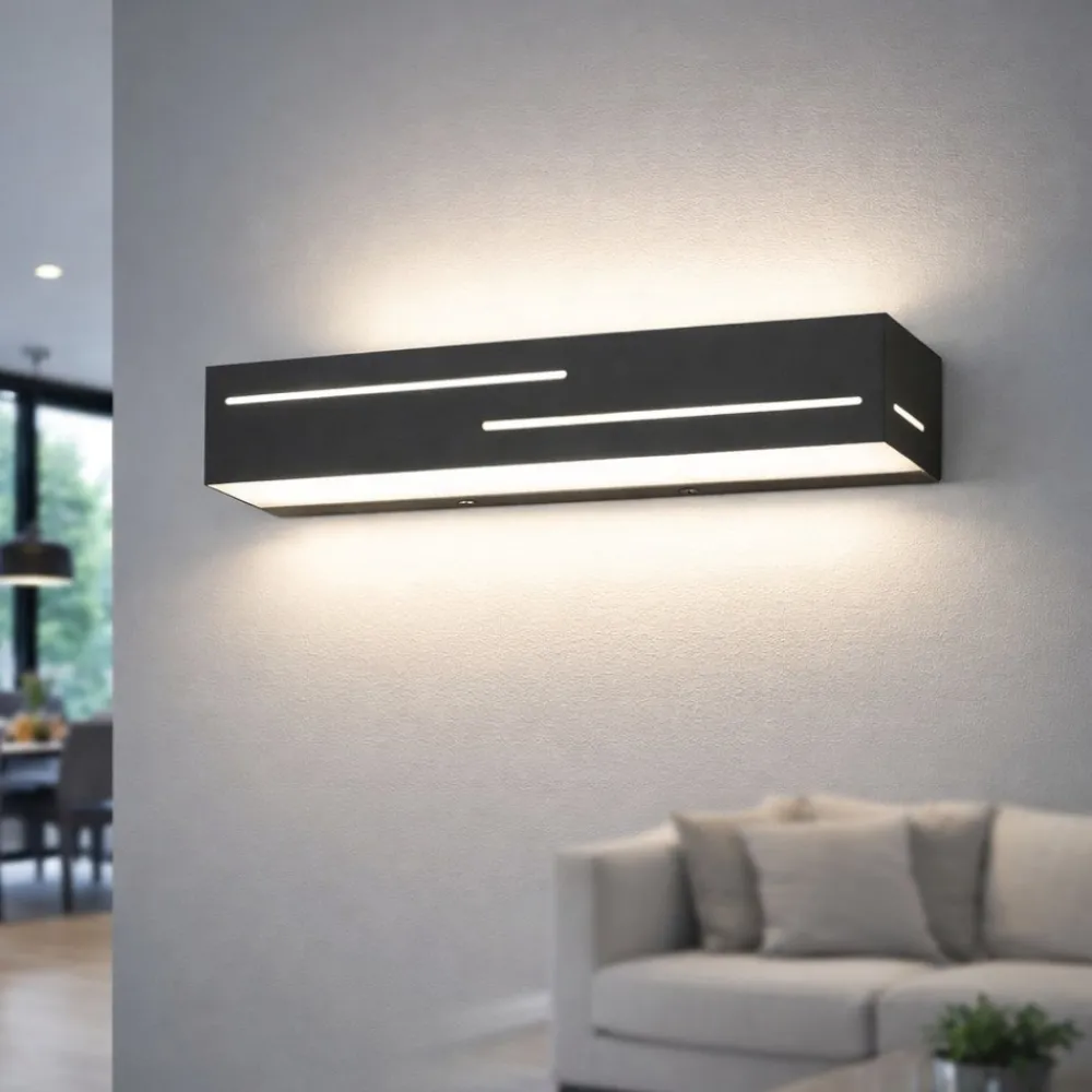 Applique Da Parete-Fabas Luce Applique da parete antracite rettangolare led 18w 3000k bunny