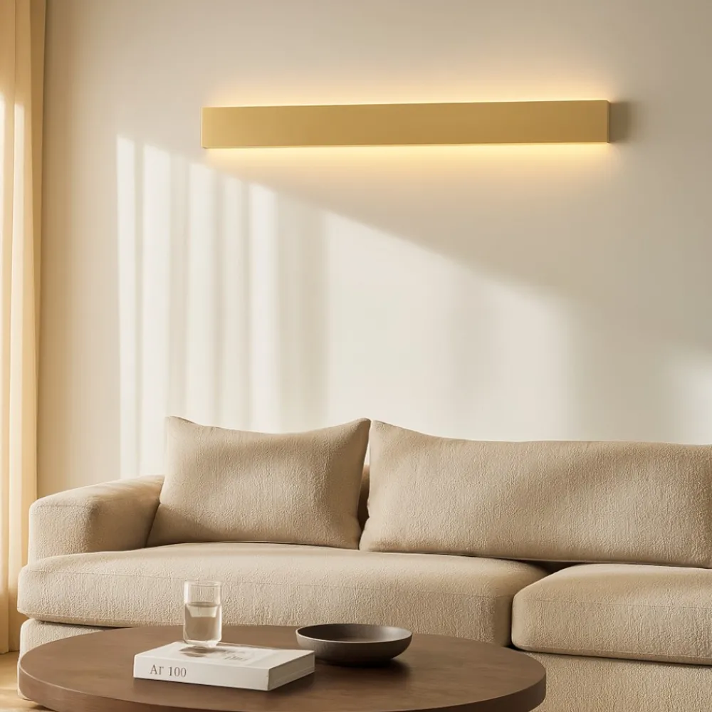 Applique Da Parete-Selezionato da Mazzolaluce Applique da parete 60cm led rettangolare oro 20w 3000k