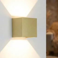 Applique Da Parete-Selezionato da Mazzolaluce Applique da parete cubo xl oro led 20w dimmerabile ip65