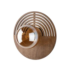 Applique Da Parete-Selezionato da Mazzolaluce Applique da parete design moderno in legno quercia marrone sfera di vetro