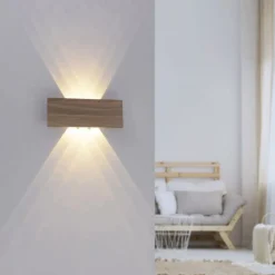 Applique Da Parete-Selezionato da Mazzolaluce Applique da parete effetto legno rettangolare led 5w 3000k