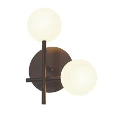 Applique Da Parete-Selezionato da Mazzolaluce Applique da parete 2 luci moderna nera con sfere di vetro