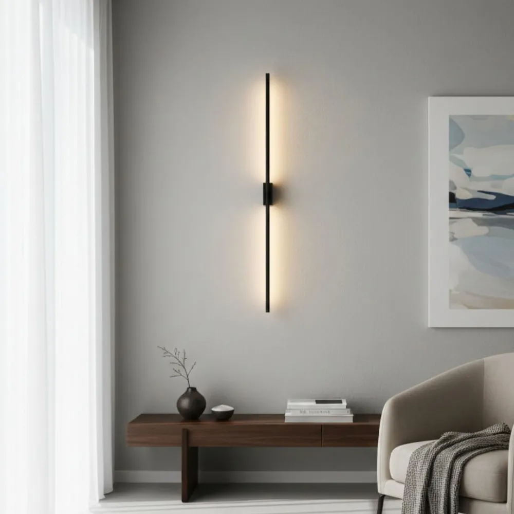 Applique Da Parete-Selezionato da Mazzolaluce Applique da parete moderna bacchetta nero led 15w 3000k