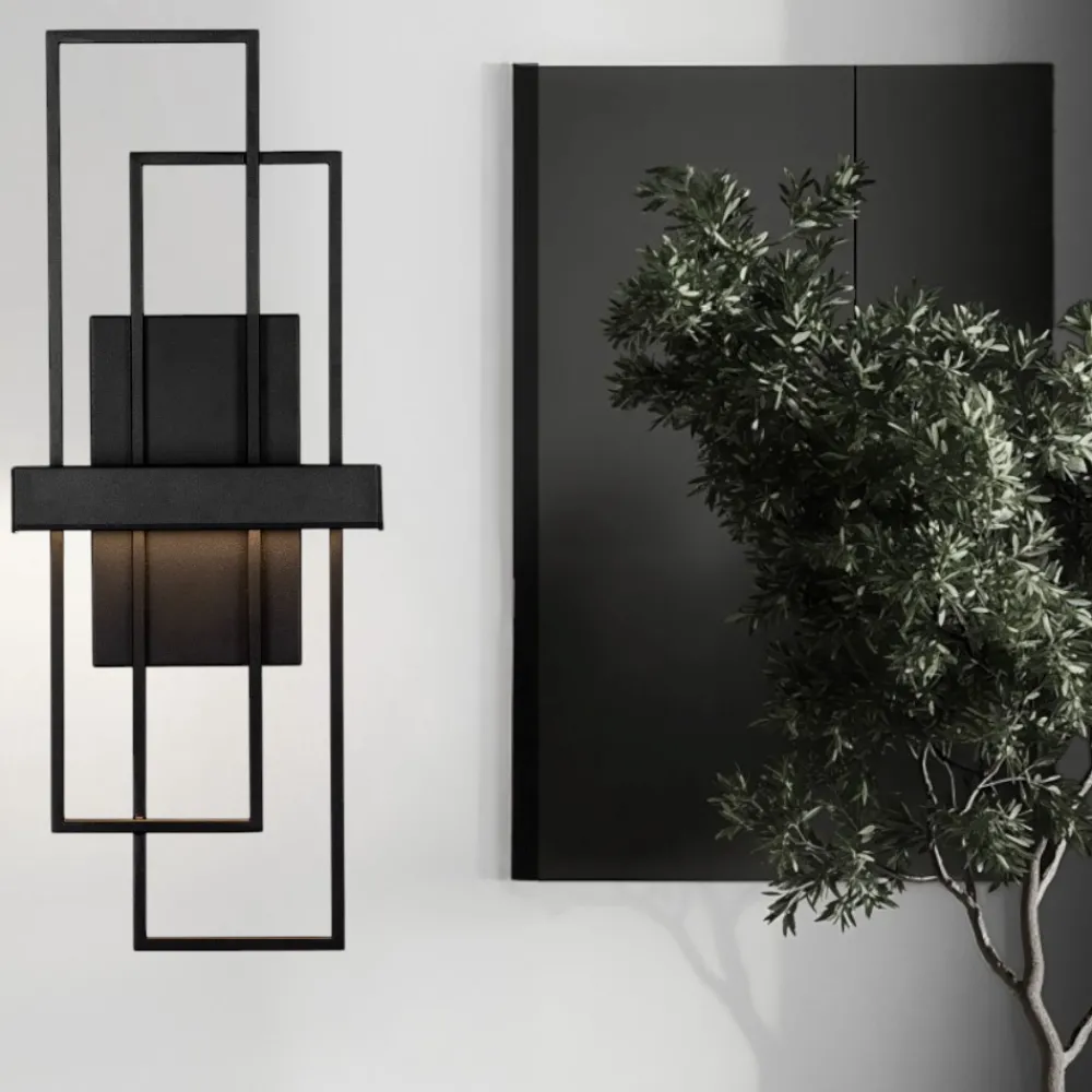 Applique Da Parete-Selezionato da Mazzolaluce Applique da parete moderna led 3200k rettangolare nera