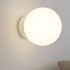 Applique Da Parete-Affralux Applique da parete moderna sfera vetro bianco potiri