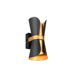 Applique Da Parete-Selezionato da Mazzolaluce Applique da parete nero oro 2 luci design moderna