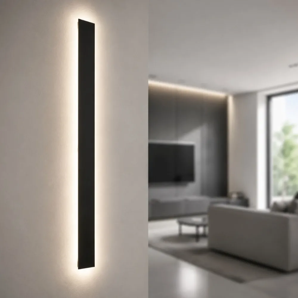 Applique Da Parete-Selezionato da Mazzolaluce Applique da parete orizzontale verticale nera led 8w 3000k 1000 cm moderno