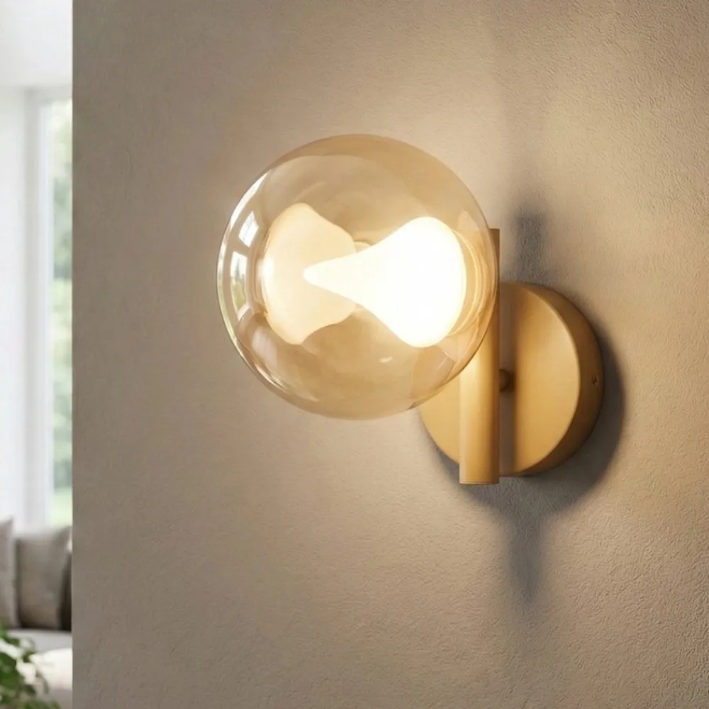 Applique Da Parete-Selezionato da Mazzolaluce Applique da parete oro sfera di vetro cristallo led 6w 3000k