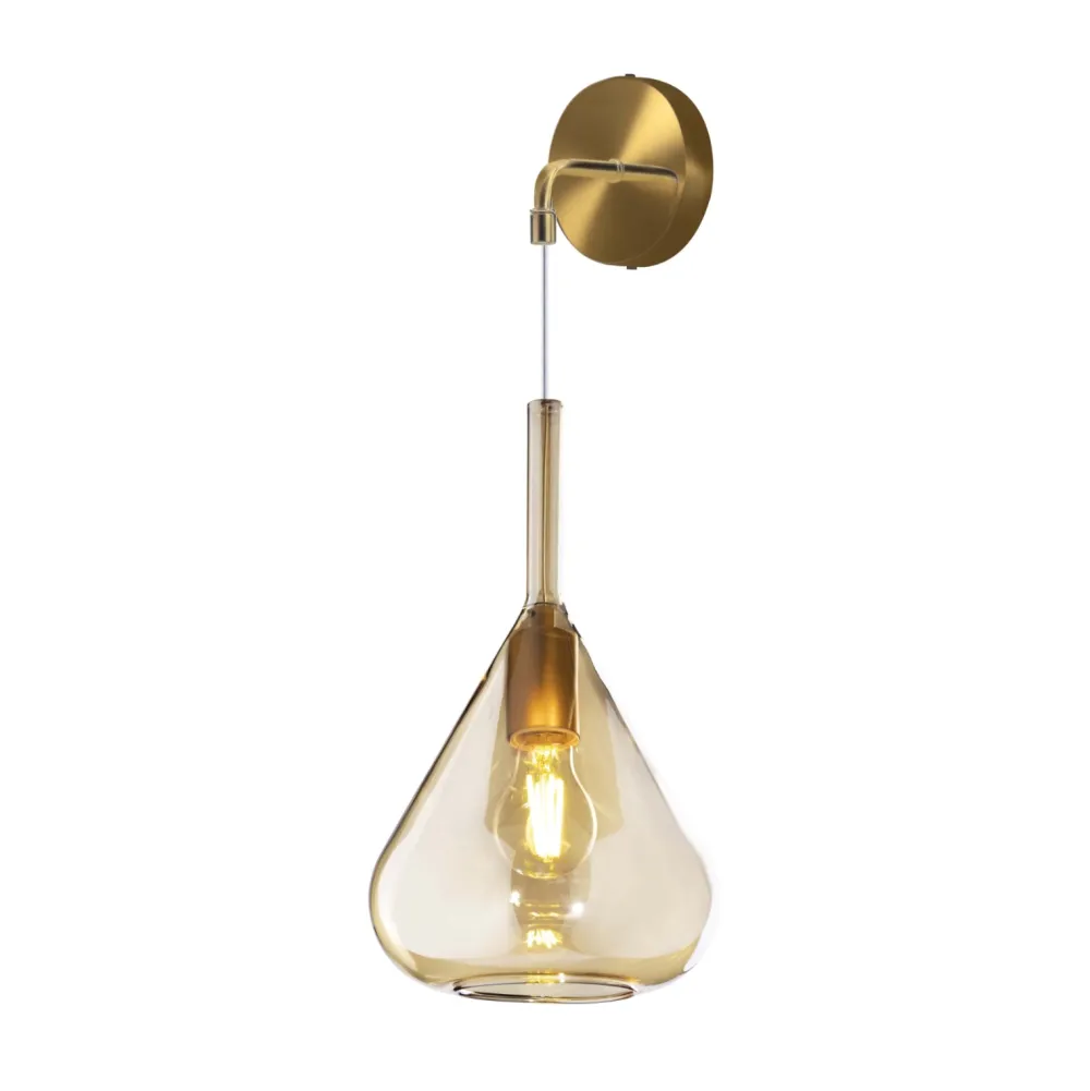 Applique Da Parete-Top Light Applique da parete pendente toplight kona ottone satinato vetro ambra