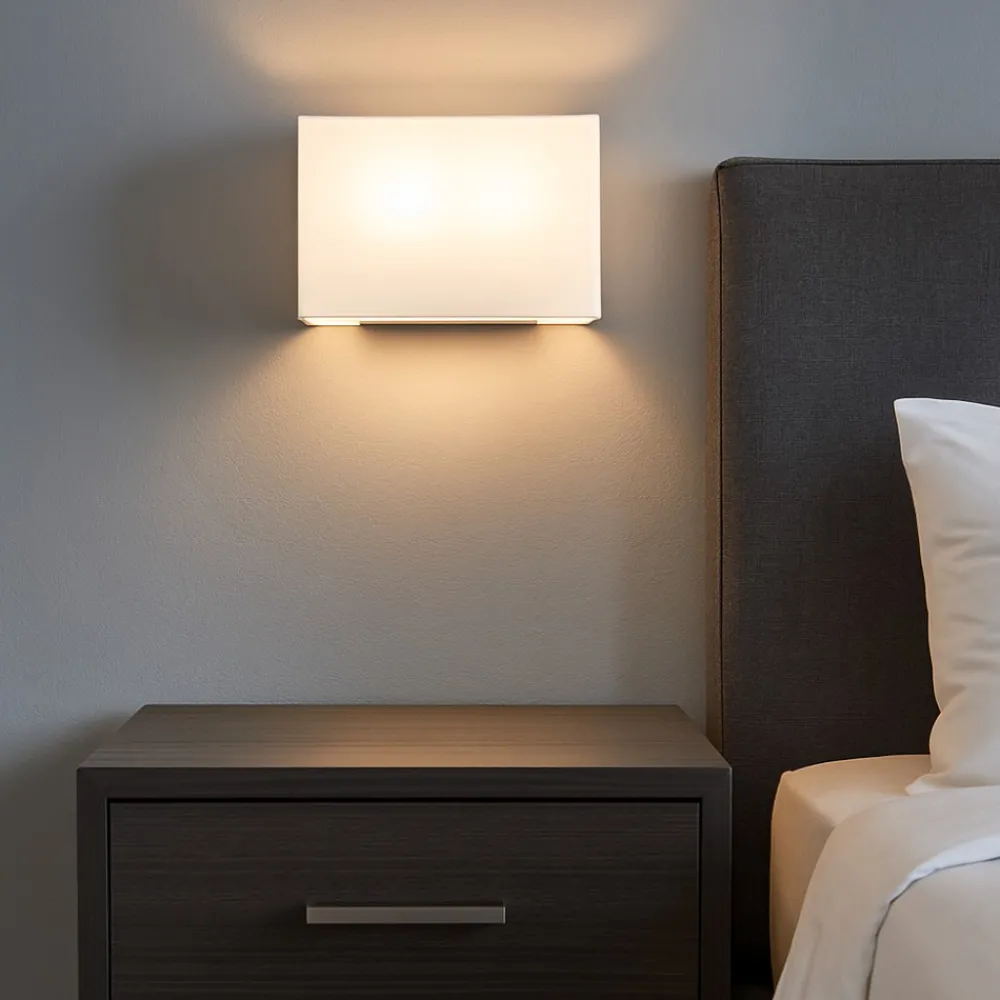 Applique Camera Da Letto-Perenz Illuminazione Applique da parete rettangolare tessuto bianco para hotel perenz