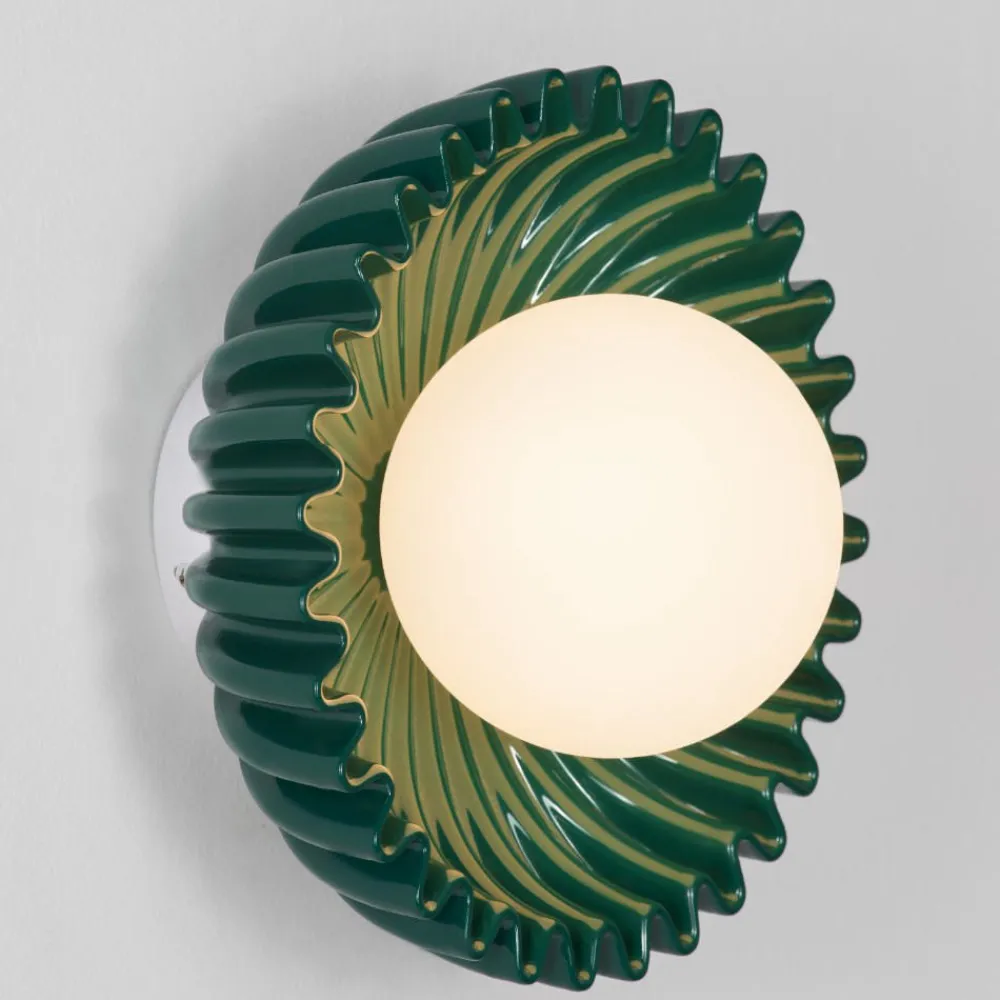 Applique Da Parete-Selezionato da Mazzolaluce Applique da parete verde ceramica sfera vetro