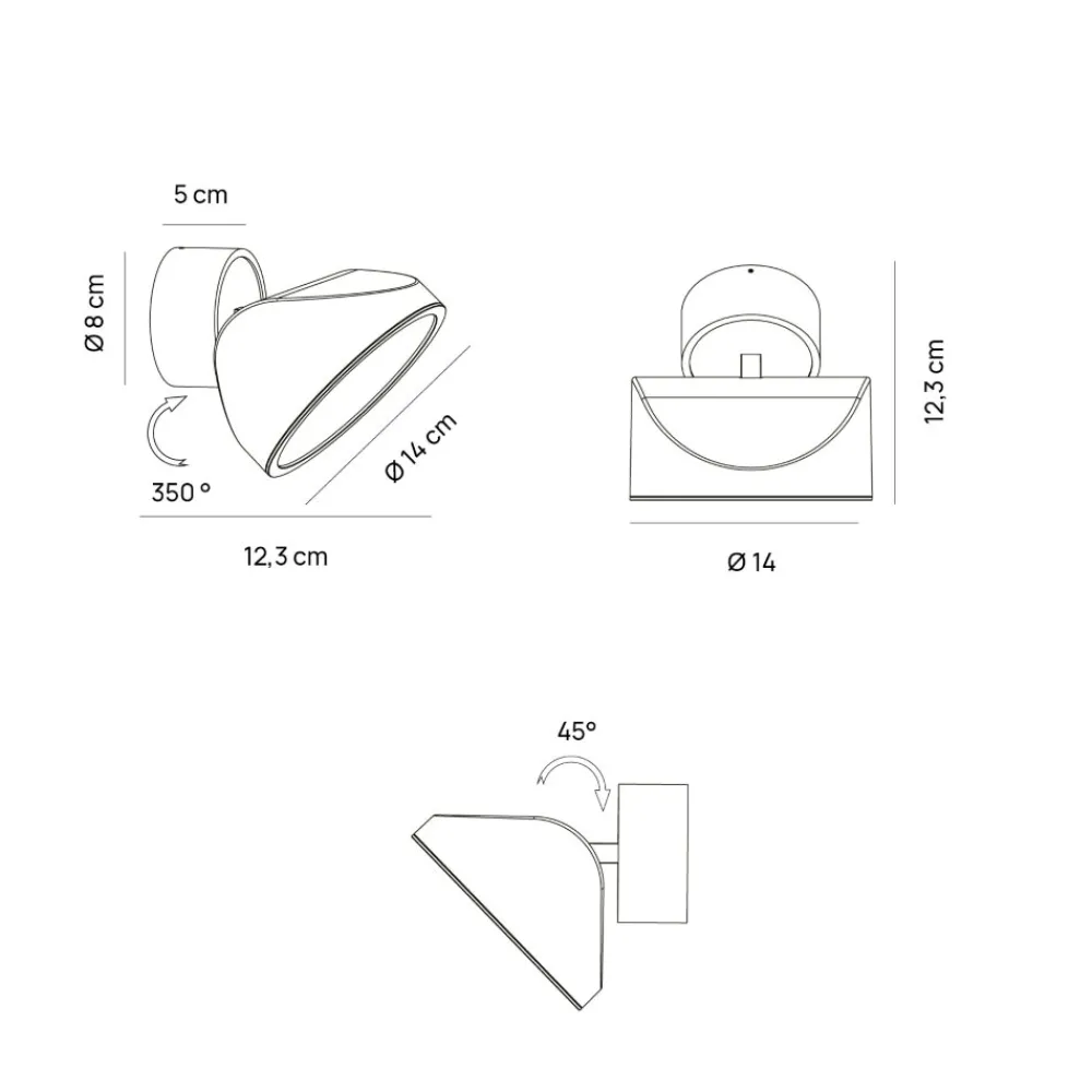 Applique Da Parete-Vivida International Applique da parete vivida tarp bianca luce led orientabile cct dimmerabile