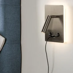 Applique Camera Da Letto-Selezionato da Mazzolaluce Applique da testata camera da letto multifunzione led 3000k usb nickel