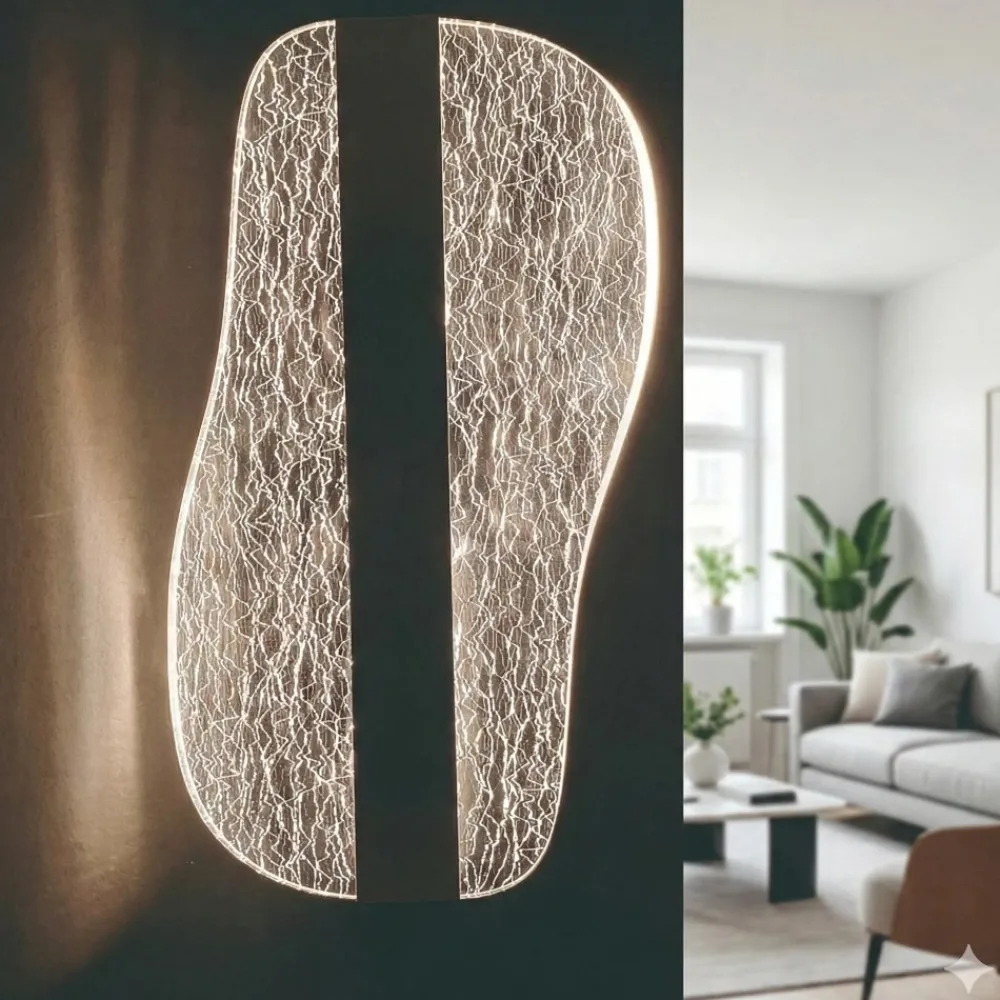 Applique Da Parete-Selezionato da Mazzolaluce Applique design moderno vela effetto vetro crepato led 3000k