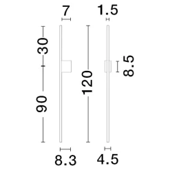 Applique Da Parete-Selezionato da Mazzolaluce Applique design moderno verticale bacchetta nera led 20w 3000k