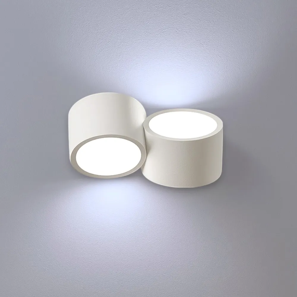 Applique Da Parete-Sforzin Illuminazione Applique di gesso bianco due luci rotonde sforzin nasso
