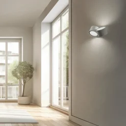Applique Da Parete-Sforzin Illuminazione Applique di gesso bianco due luci rotonde sforzin nasso