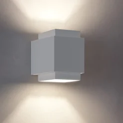 Applique Da Parete-Sforzin Illuminazione Applique di gesso bianco per interni squadrato syme sforzin
