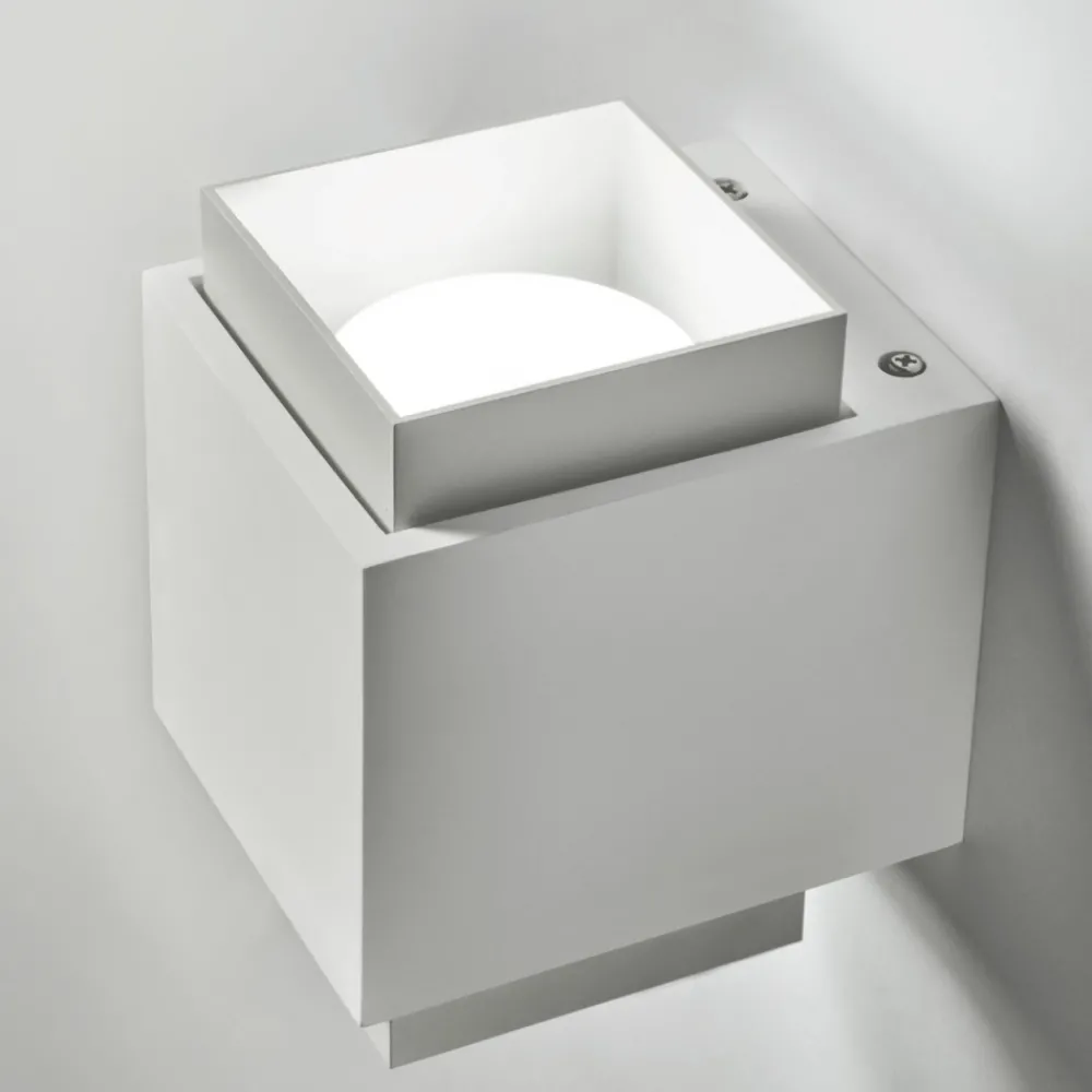 Applique Da Parete-Sforzin Illuminazione Applique di gesso bianco per interni squadrato syme sforzin