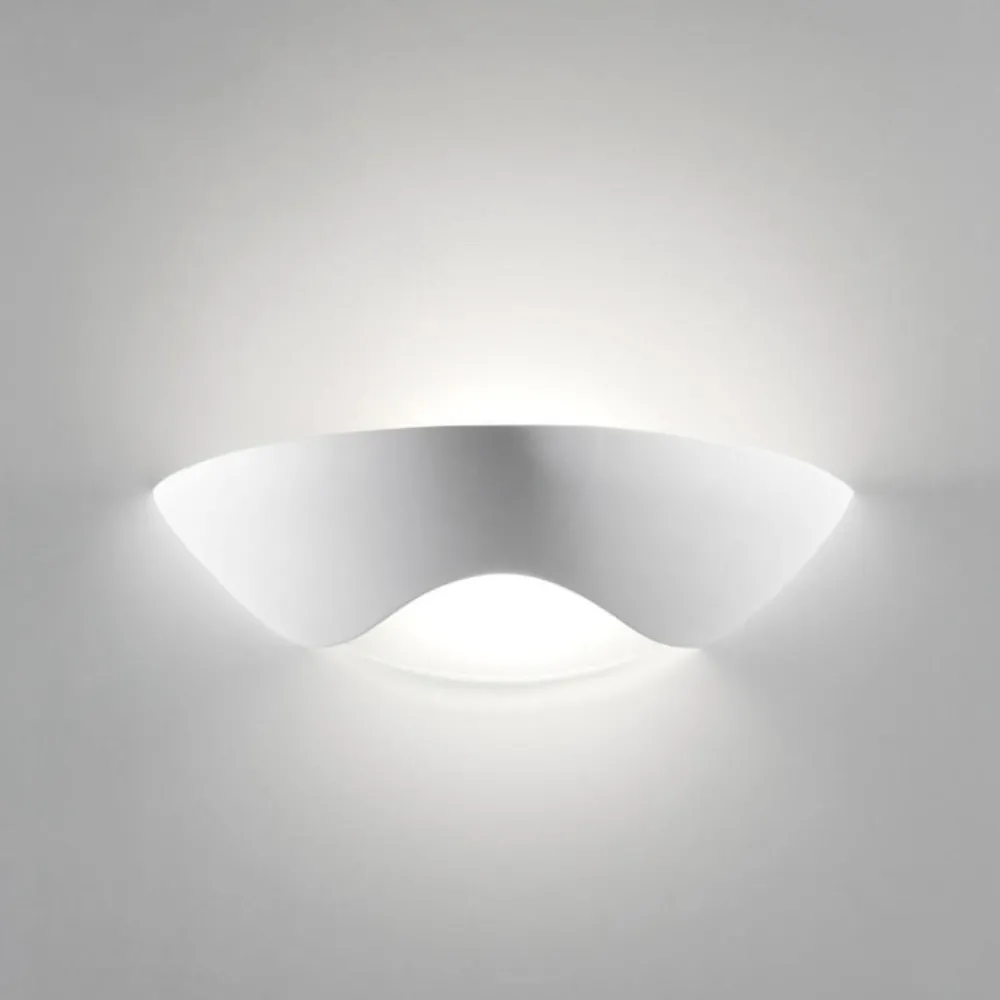 Applique Da Parete-Selezionato da Mazzolaluce Applique di gesso ceramico bianco pitturabile diffusore in vetro