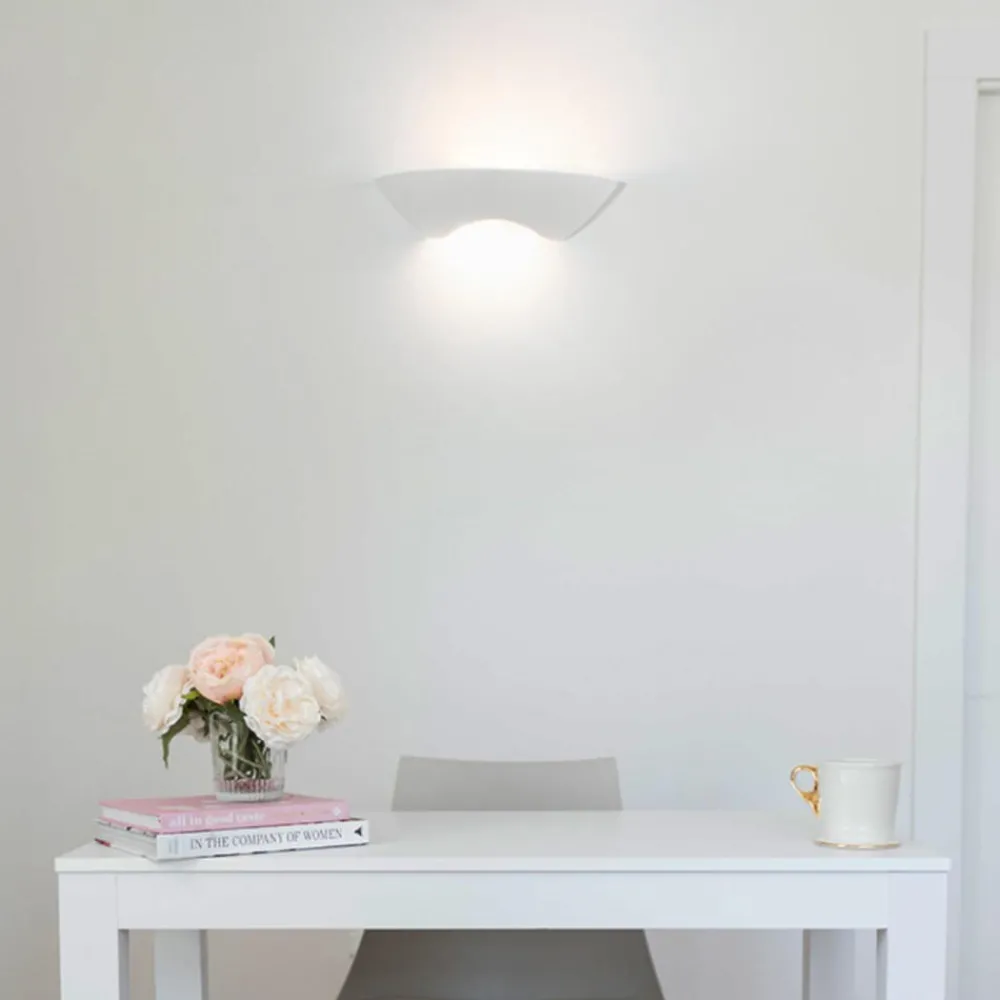 Applique Da Parete-Selezionato da Mazzolaluce Applique di gesso ceramico bianco pitturabile diffusore in vetro