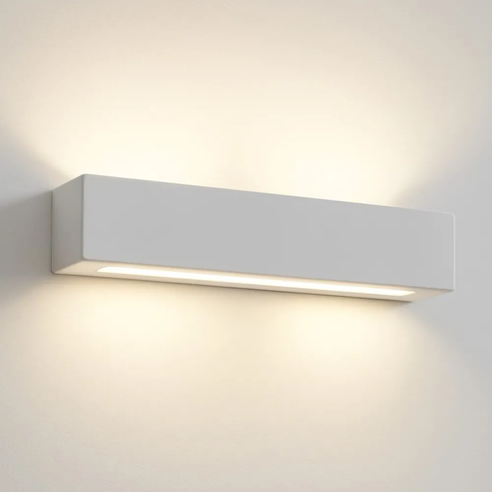 Applique Da Parete-Selezionato da Mazzolaluce Applique di gesso ceramico bianco led 18w 3000k rettangolare